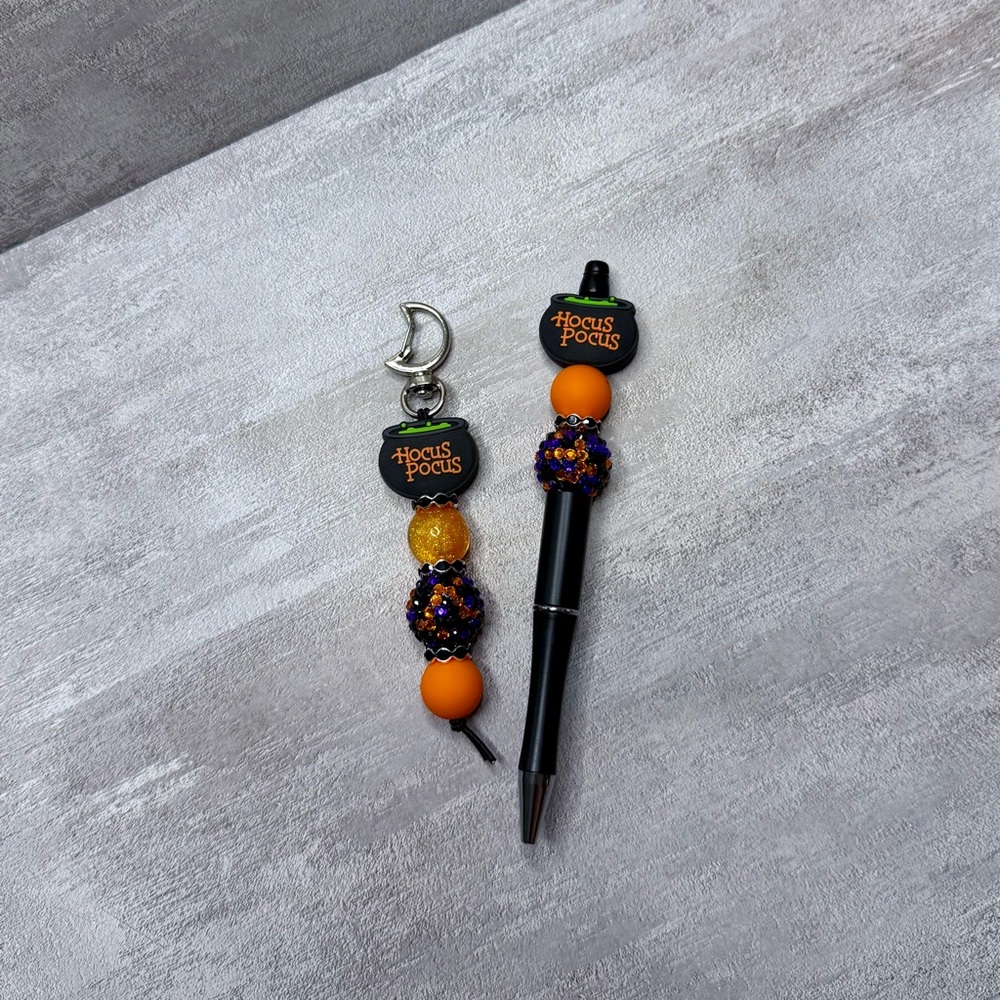 Hocus Pocus Matching Halloween Beaded Pen and Keychain Set 🧙‍♀️🧙‍♀️🎃🎃